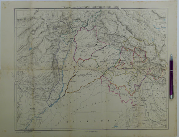 India, Pakistan. Smith, R.B. (1883). ‘Punjab and Adjoining Countries 1849-1858’, from Life of Lord Lawrence, NOT GEOLOGICAL