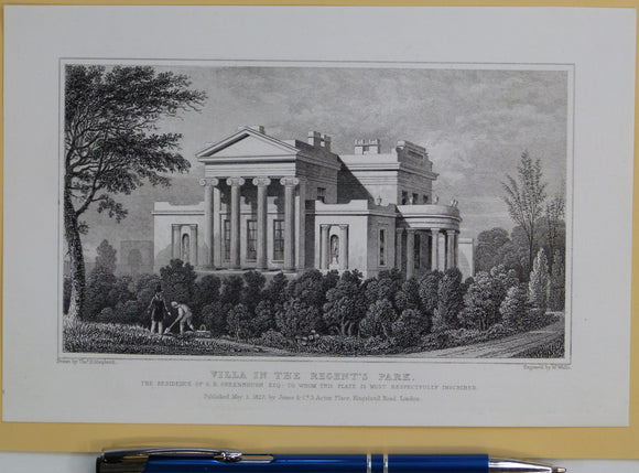 Shepherd, Thomas H. (1827). ‘Villa in the Regent’s Park; the Residence of G.B. Greenough. From Metropolitan Improvements; or London in the Nineteenth Century.