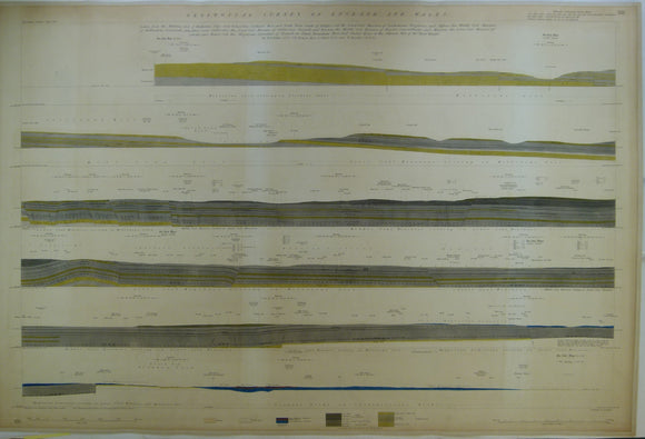 Horizontal Section No.  102 (1874). From Heptonstall Moors, N Todmorden, by Otley and Wharfedale; the Harrrogate Anticlinal, to the neighbourhood of Knaresborough. Geological Survey of GB. 1st