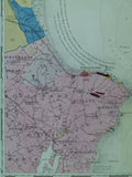 Ireland sheet 170, Rosslare Point, 1” scale. 1873.  Includes 90% Irish Sea. Hand-coloured