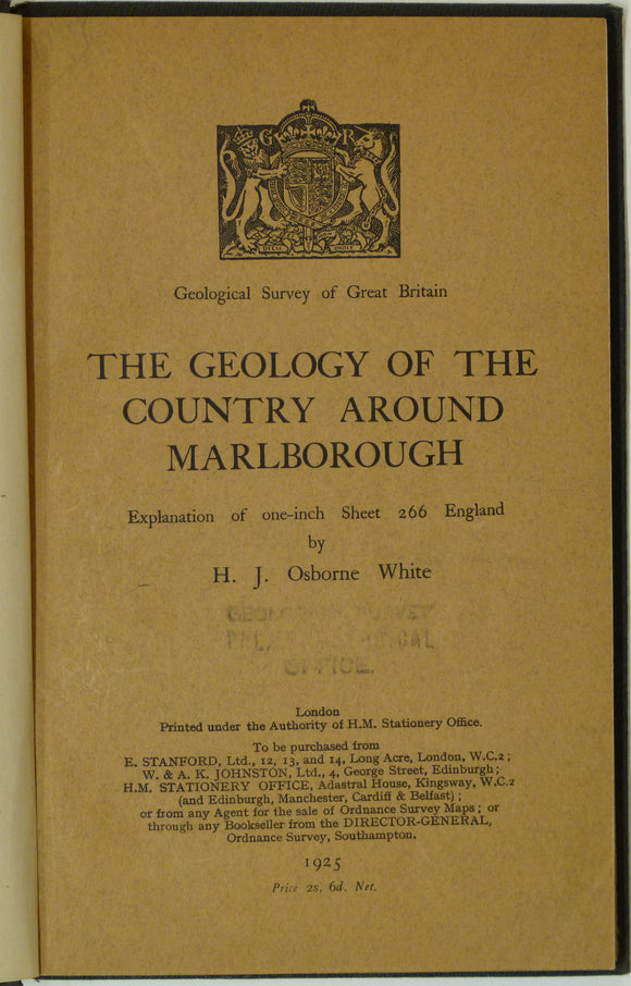 Sheet Memoir 266. Marlborough, by Osborne White, HJ. 1925, 1st edition.