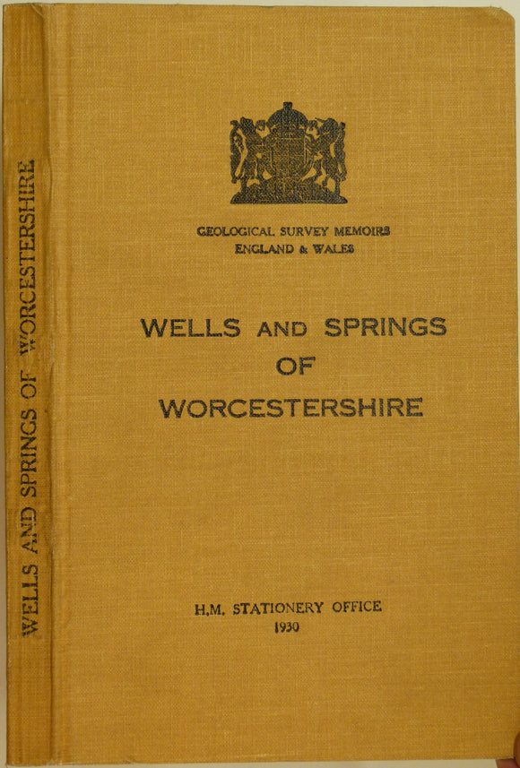 Worcestershire, Wells and Springs of. By Richardson, L. 1930, 1st edition. 219pp.