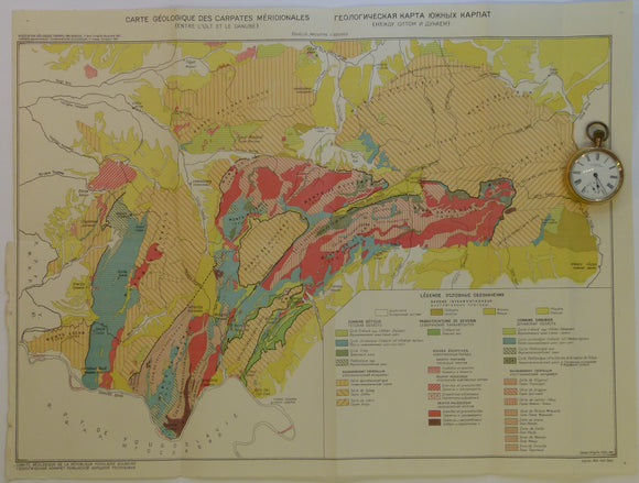 Romania. 1961. Carte Geologique des Carpates Meridionales (entre l’0lt at le Danube). 1:500,000