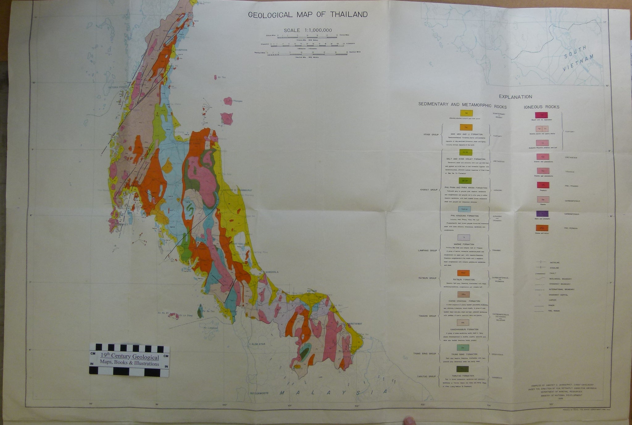 Thailand. Geological Map of Thailand (1969). Bangkok: Dept. of