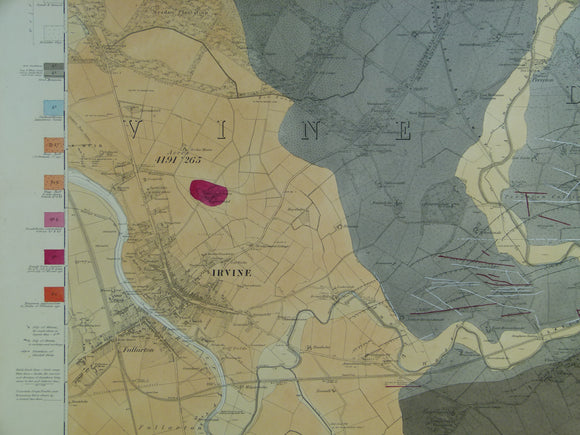 Ayrshire, 17 (1871)1:10,560 scale OS basemap 1860. Covers Irvine on west edge. Colour washed engraving,