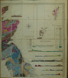 Knipe, James A. (1859). Geological Map of the British Isles and Part of France.  Hand coloured lithograph in four quarters, each 80 x 69cm, dissected and mounted on linen folding to 20 x 11.5cm
