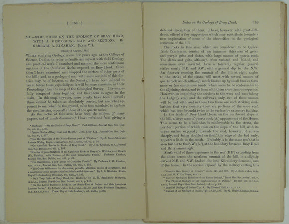 Kinahan, George H. (1882).‘Glacial Moraines on Mount Leinster, Counties Wexford and Garlow’, extract from the Transactions of the RGSI, v.6