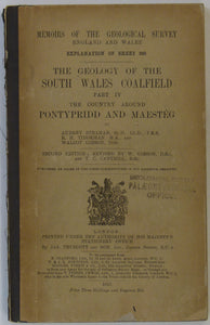 Sheet Memoir 248. Pontypridd and Maesteg (Geology of the South Wales Coalfield, part IV), by Gibson, W et al, 1917.