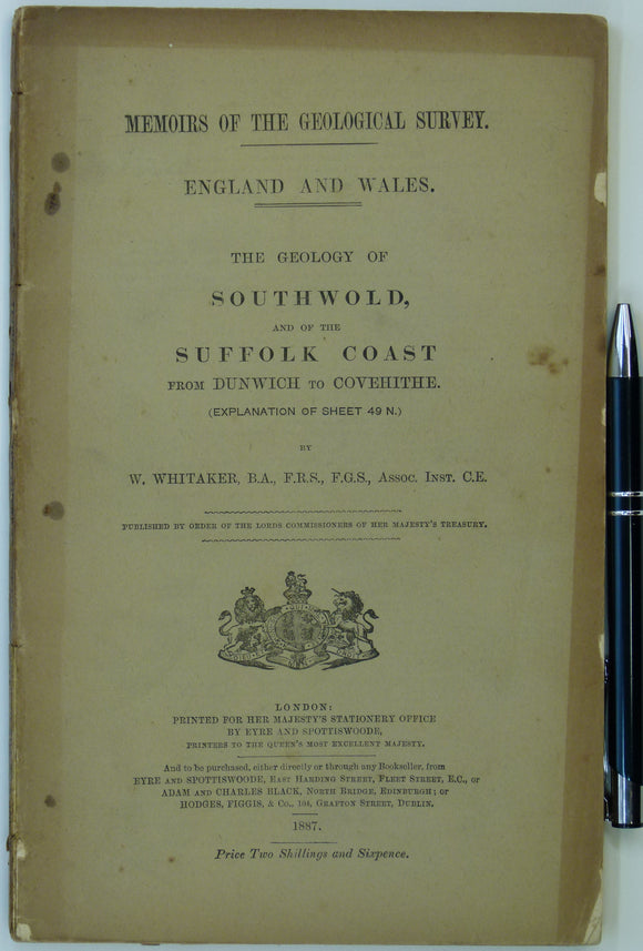 Sheet memoir 176 and 191 parts (1887). The Geology of Southwold and the Suffolk Coast from Dunwich to Covehithe – explanation for [old series] sheet 49N  Whitaker