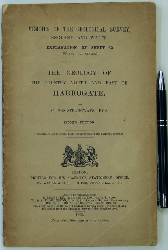 Sheet memoir  62 (1908). The Geology of the Country North and East of Harrogate. Fox-Strangways, C. London: Geological Survey