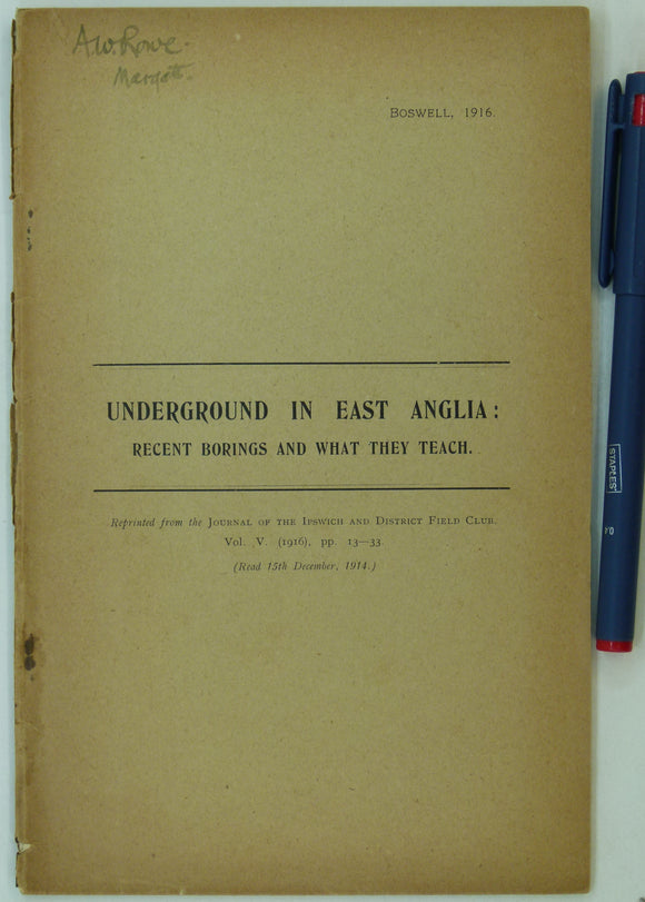 Southeast England. Boswell, P.G.H.(1924). ‘Underground in East Anglia: Recent Borings and What they Teach’, offprint