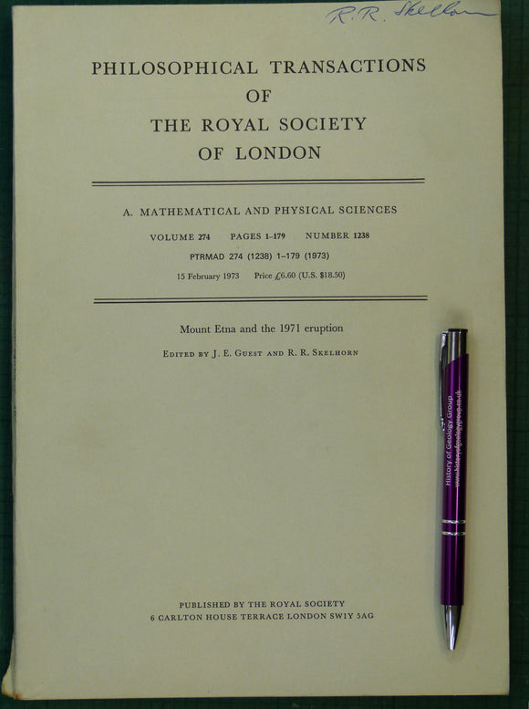Guest, J.E. and Skelhorn, R.R. (eds) (1972). Mt Etna and the 1971 Eruption, offprint from Philosophical Transactions of the Royal Society