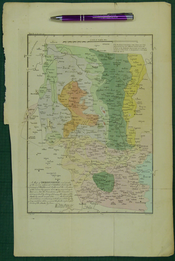 Farey, John (c1814). ‘A [Geological] Map of Derbyshire and parts of the seven adjacent counties shewing the principal Strata