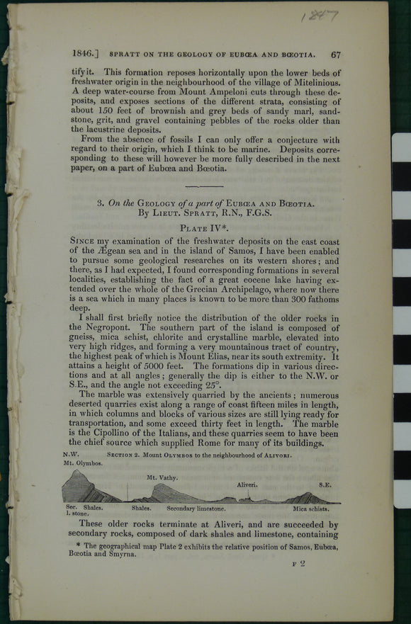 Spratt, Lieut. RN ( 1847). ‘On the Geology of a part of Euboea and Boeotia’ extract from the QJGS