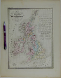 Carte Physique et Mineralogique des Îles Britanniques, 1843
