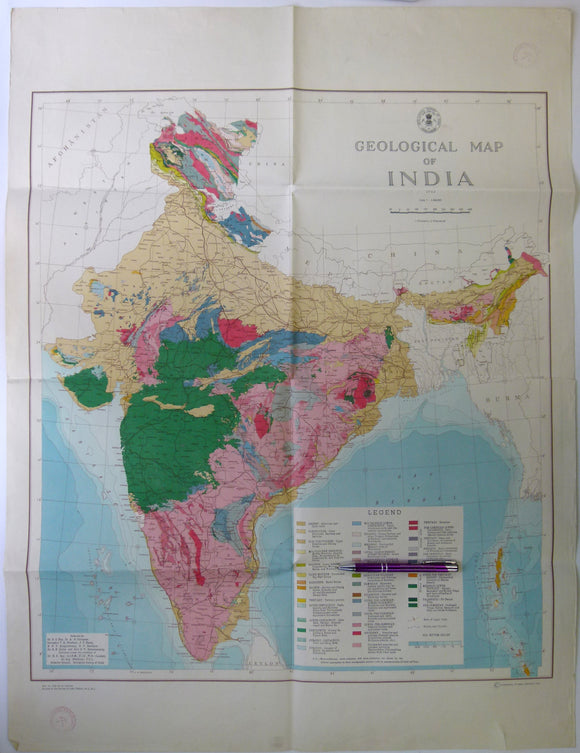 India. Anon (1963). <em>Geological Map of India</em>. Hyderabad: Geological Survey of India. Folded colour printed map, 1:5,000,000 scale,