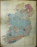 Hull, Edward. (1885).&nbsp; Geological Map of Ireland. London: Edward Stanford. Colour lithograph, scale 1:450,000 approx. Dissected and mounted on linen