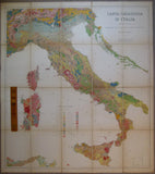 Italy. (1889). Carta Geologica d’Italia. &nbsp;Roma: Cura del R[egio]. Ufficio Geologico. Scale 1:1,000,000. Colour lithograph 120 x 107 cm mounted on linen folding to 30 x 21.5 cm. between marbled card covers
