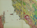 Italy. (1889). Carta Geologica d’Italia. &nbsp;Roma: Cura del R[egio]. Ufficio Geologico. Scale 1:1,000,000. Colour lithograph 120 x 107 cm mounted on linen folding to 30 x 21.5 cm. between marbled card covers