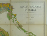 Italy. (1889). Carta Geologica d’Italia. &nbsp;Roma: Cura del R[egio]. Ufficio Geologico. Scale 1:1,000,000. Colour lithograph 120 x 107 cm mounted on linen folding to 30 x 21.5 cm. between marbled card covers