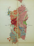 Italy. (1889). Carta Geologica d’Italia. &nbsp;Roma: Cura del R[egio]. Ufficio Geologico. Scale 1:1,000,000. Colour lithograph 120 x 107 cm mounted on linen folding to 30 x 21.5 cm. between marbled card covers