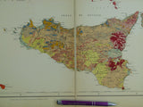 Italy. (1889). Carta Geologica d’Italia. &nbsp;Roma: Cura del R[egio]. Ufficio Geologico. Scale 1:1,000,000. Colour lithograph 120 x 107 cm mounted on linen folding to 30 x 21.5 cm. between marbled card covers