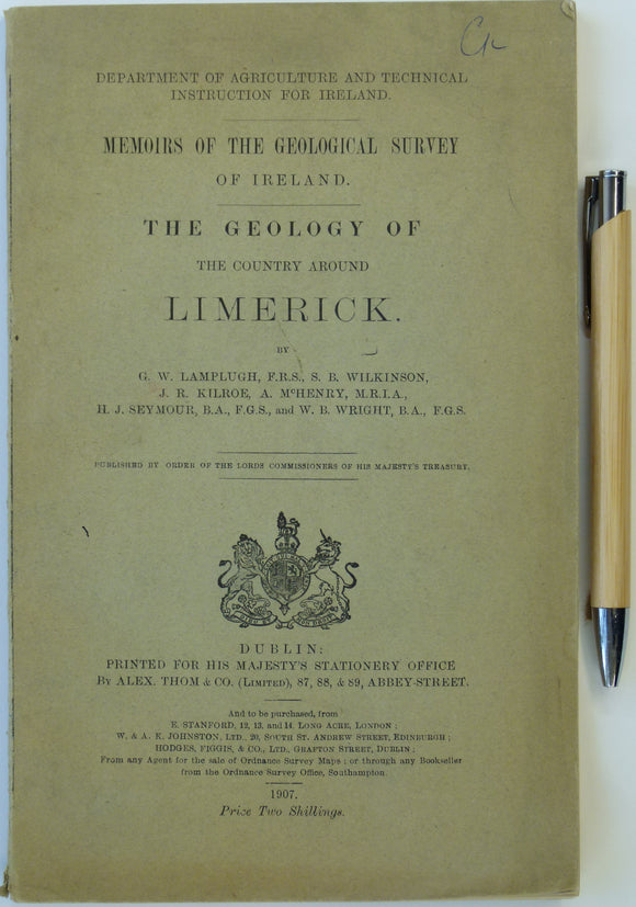 Lamplugh, G.w., et al (1907). The Geology of the Country Around Limerick. Dublin: HMSO for Dept of Agriculture and Technical Instruction for Ireland. 119pp.