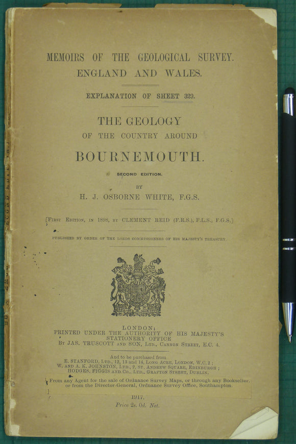 Sheet Memoir 329. (1917) Geology of the Country around Bournemouth by White, J. Osborne.  BGS. 79pp.