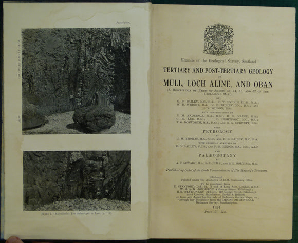 Sheet memoir parts 35, 43, 44, 45 and 52 (1924). Bailey, E.B. et al. The Tertiary and Post-Tertiary Geology of Mull, Loch Aline, and Oban