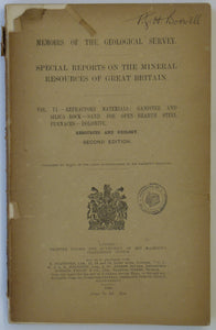 Anon. (1920). Special Reports on the Mineral Resources of G.B.: Vol. VI- Refractory Materials: Ganister and Silica-Rock – Sand