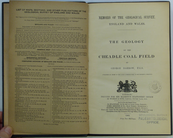 Barrow, George. (1903). Geology of the Cheadle Coal-Field. London: Geological Survey of Great England and Wales