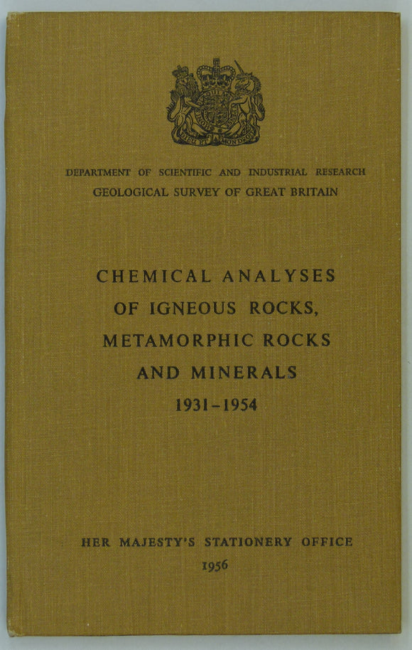 Guppy, EM and Sabine, PA. (1956). Chemical Analyses of Igneous Rocks, Metamorphic Rocks and Minerals, 1931-1954. London: Geological Survey