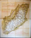 France. Viollet-le-Duc, E. (1876). Le Massif du Mont Blanc. &nbsp;Paris: J. Baudry. Scale 1:40,000. Colour lithographed topographic map, 122 x 103 cm, mounted on linen folded between marbled card covers