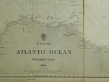 Atlantic. (1851). North Atlantic Ocean Western Part and North Atlantic Ocean Eastern Part. Scale 1:9,200,000*. B/W lithograph 98 x 127 cm dissected and mounted on linen
