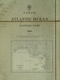 Atlantic. (1851). North Atlantic Ocean Western Part and North Atlantic Ocean Eastern Part. Scale 1:9,200,000*. B/W lithograph 98 x 127 cm dissected and mounted on linen