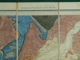 Sheet  35, Old Series1”.(1845) topography 1830, geology 1845, issued 1859. Hand-coloured engraving, 68 x 87cm, dissected and mounted