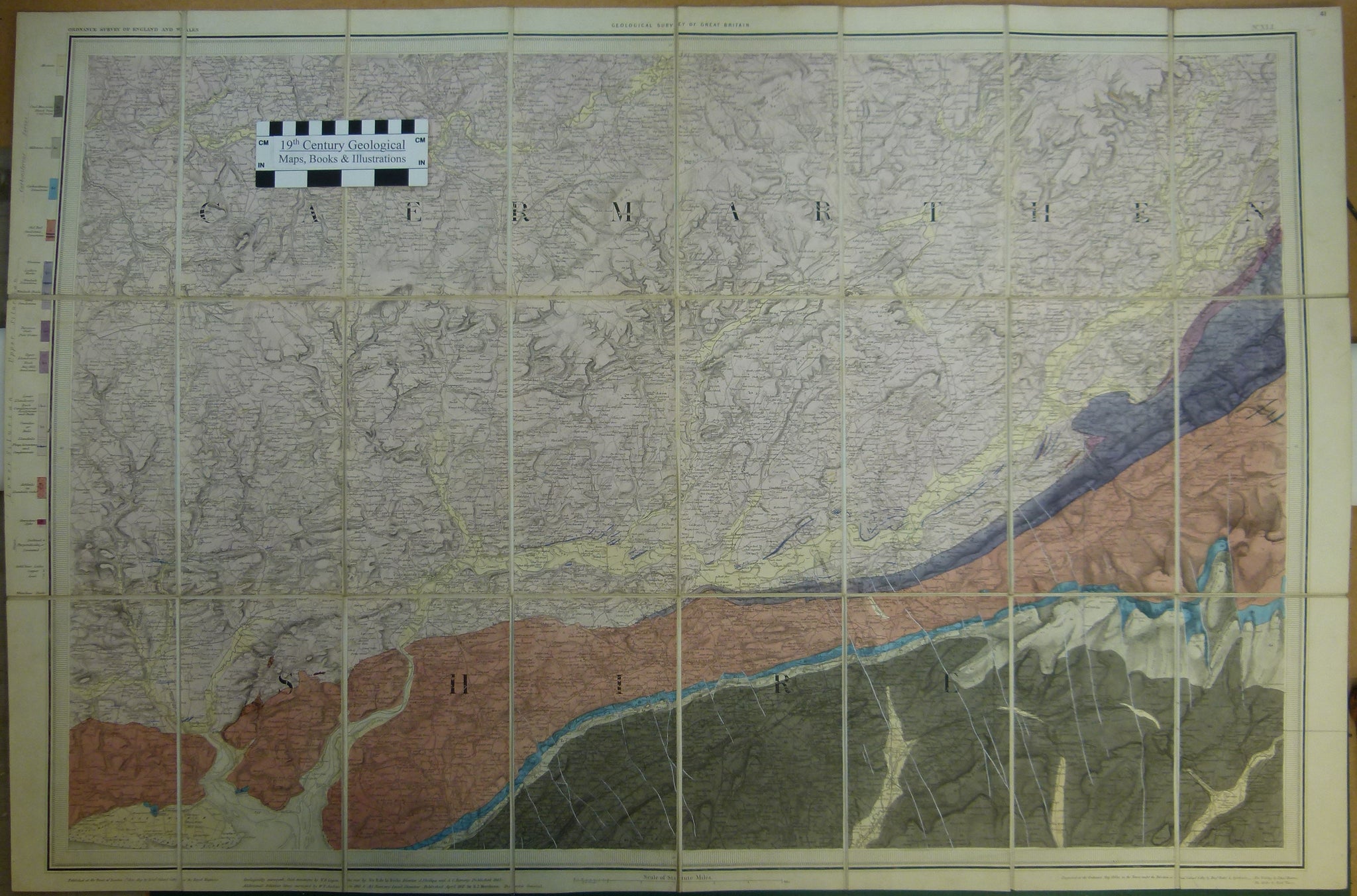 UK British Isles Great Britain Victorian geological map J Wyld 1844 art poster