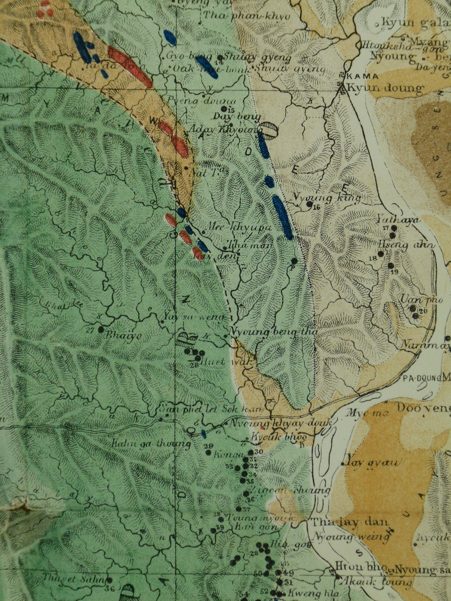 Myanmar. (1874). ‘Geological Map of Pegu Province, British Burmah’, ex ...