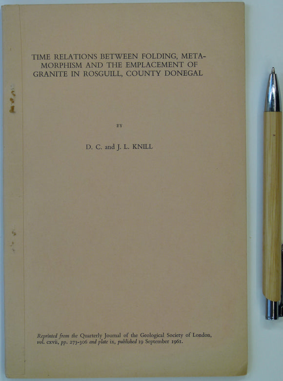 Knill, D.C., and J.L.. (1961).  ‘The Geology of the Rosguill Peninsula, Co. Donegal, Eire’, in ‘ Time Relations between Folding, Metamorphism and the Emplacement of Granite