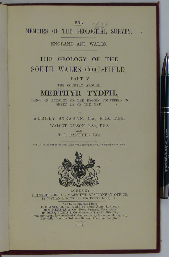 Sheet memoir 231 (1904). Geology of the South Wales Coal-Field, part V, the Country around Merthyr Tydfil. Strahan