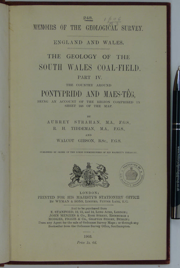 Sheet memoir 248 (1903). Geology of the South Wales Coal-Field, part IV, the Country around Pontypridd and Maesteg. Strahan, 1st ed.