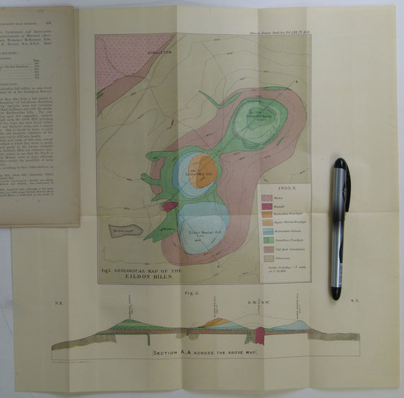 McRobert, Rachel W. (1914). ‘Acid and Intermediate Intrusions and Associated Ash-Necks in the Neighbourhood of Melrose (Roxburghshire)’ extract