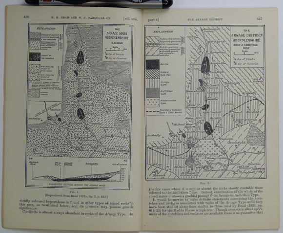 Reed, H.H. and Farquahar, O.C. (1952). ‘The Geology of the Arnage District (Aberdeenshire); a Re-interpretation’, offprint of the QJGS