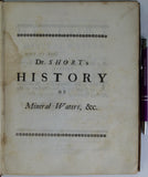 Short, Thomas. (1734). The Natural, Experimental and Medicinal History of the Mineral Waters of Derbyshire, Lincolnshire, and Yorkshire,