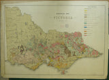 Geological Map of Victoria. (1909). Victoria Geological Survey Branch, Dept of Mines, 1: 1,013,760 scale. 63 x 88 cm. Linen-backed colour print