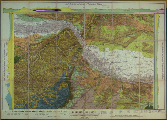 Czizek Johann Bapt. (1847). Geognostiche Karte Ungebunen Wien’s [Vienna, Austria]. Reproduction. 1 inch to a mile approx.