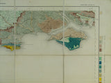 Sheet 14, ¼” Index series. (1892). Geological Survey of England and Wales. Covering English Channel coast from Start Point, Devon to Portsmouth. Hand-coloured lithograph