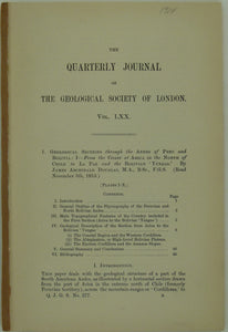 Bolivia, Chile, Peru. ‘Geological Sections through the Andes of Peru and Bolivia: I – From the Coast of Arica in the North of Chile to La Pas and the Bolivian ‘Yungas’’, extract from the QJGS, v.70