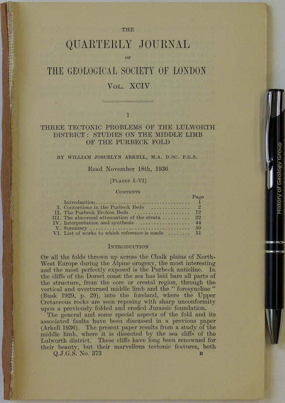Arkell, W.J. 1936. ‘Three Problems of the Lulworth District