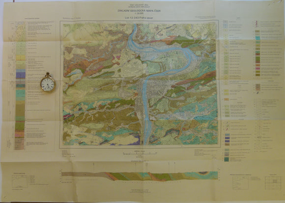 Czechoslovakia. 1983. List 12-243 Praha-sever. Prague. Colour printed geological map, 50 x 88cm at 1:25,000